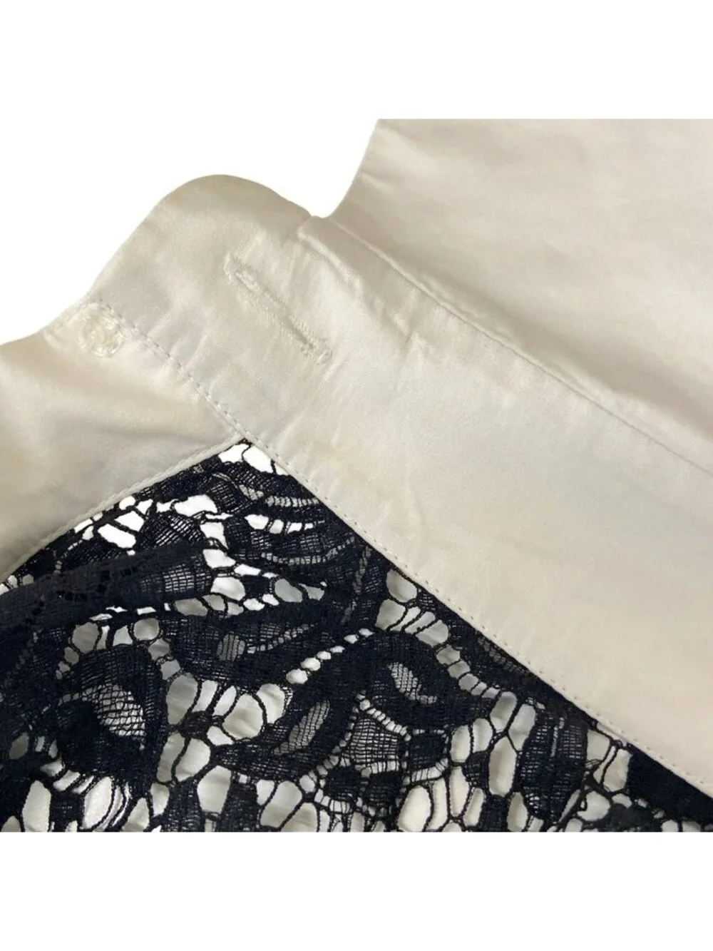 Chanel Long Sleeve Blouse M Black Lace Cotton 38